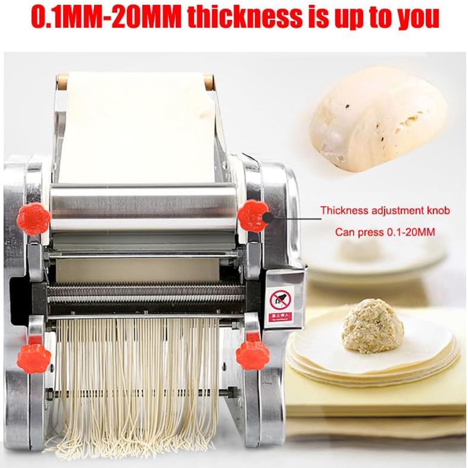 Maquina automática para hacer pasta,550W/750 W,Máquina para Hacer Pasta Eléctrica Comercial,Espaguetis Frescos Caseros En 10 Minutos(Varios tamaños),RollerWidth16cm-KnifeWidth1.5mm