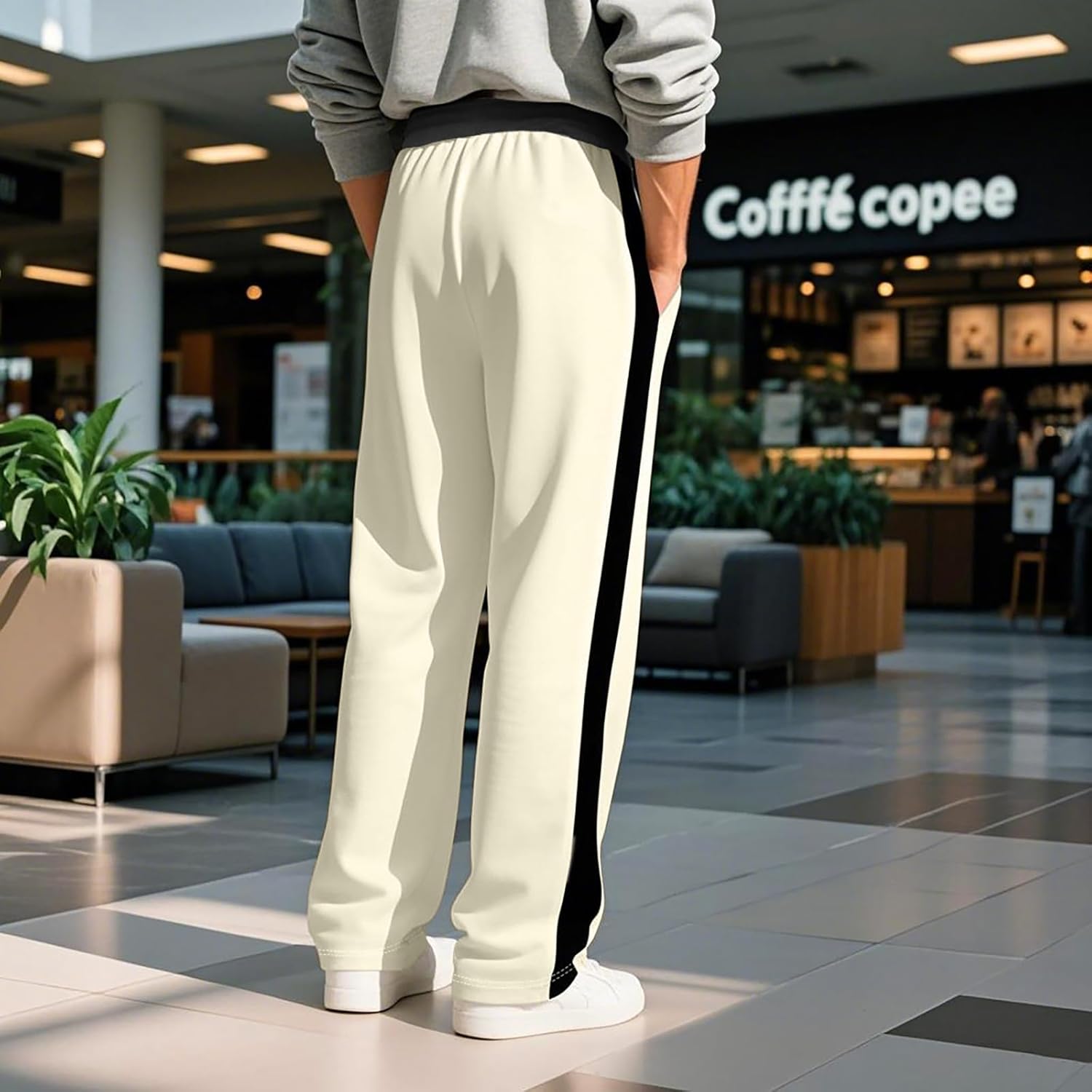 Hawyet Sweatpants for Men Elastic Waist Drawstring Side Striped Joggers Active Athletic Straight Leg Workout Gym Pants