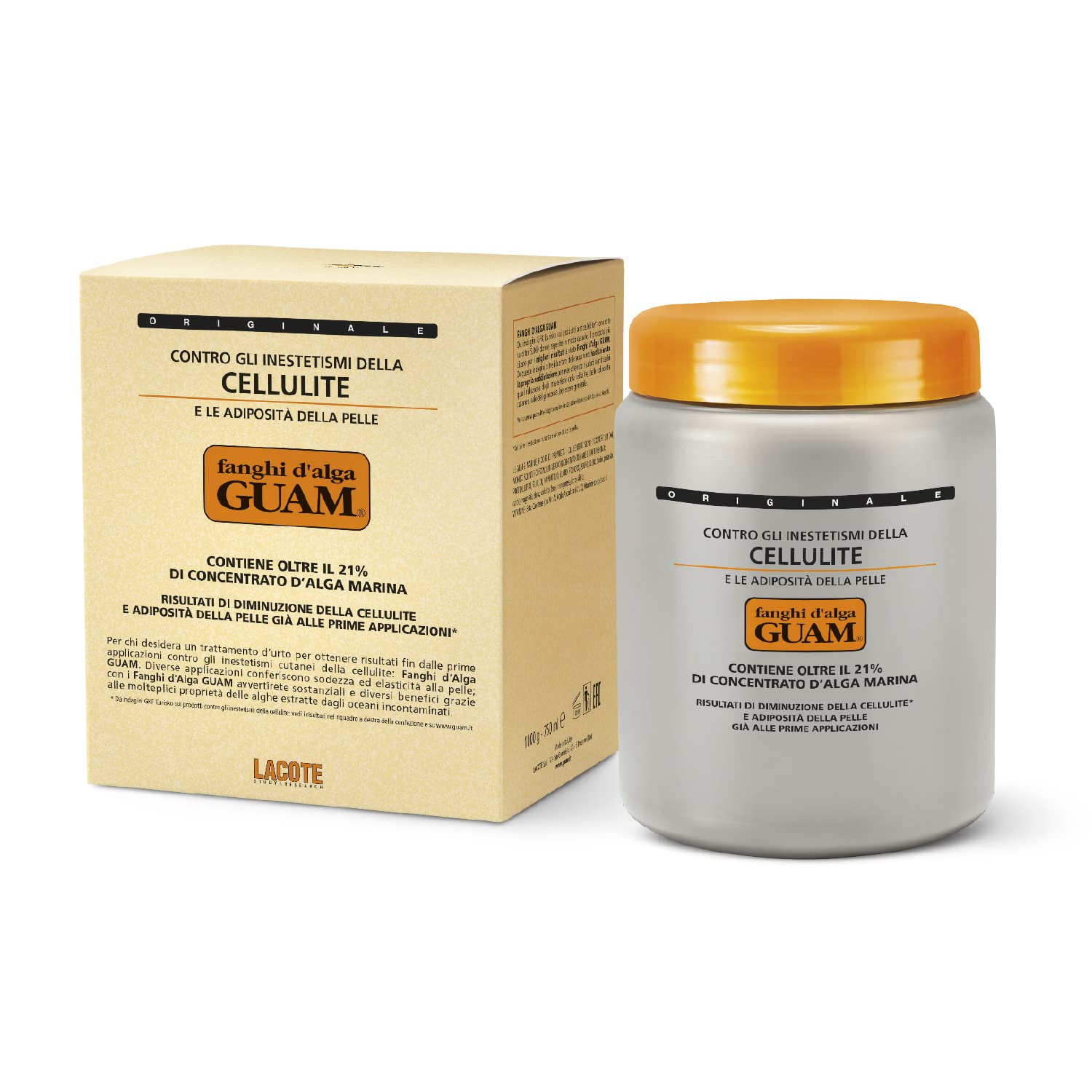 Guam Anti-Cellulite Hot Seaweed Mud ORIGINAL FORMULA | Sculpting Body Wrap To Remove Cellulite, Skin Tightening Treatment For Thighs And Legs, Inches Reduction, 1000 gr
