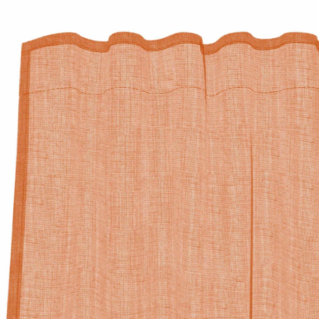 Lot de 2 rideaux en voile avec passe-tringle - Terracotta - 140 x 175 cm - Semi-transparent - 100 % polyester - Pour salon, chambre à coucher, cuisine - Avec brise-vue et protection solaire