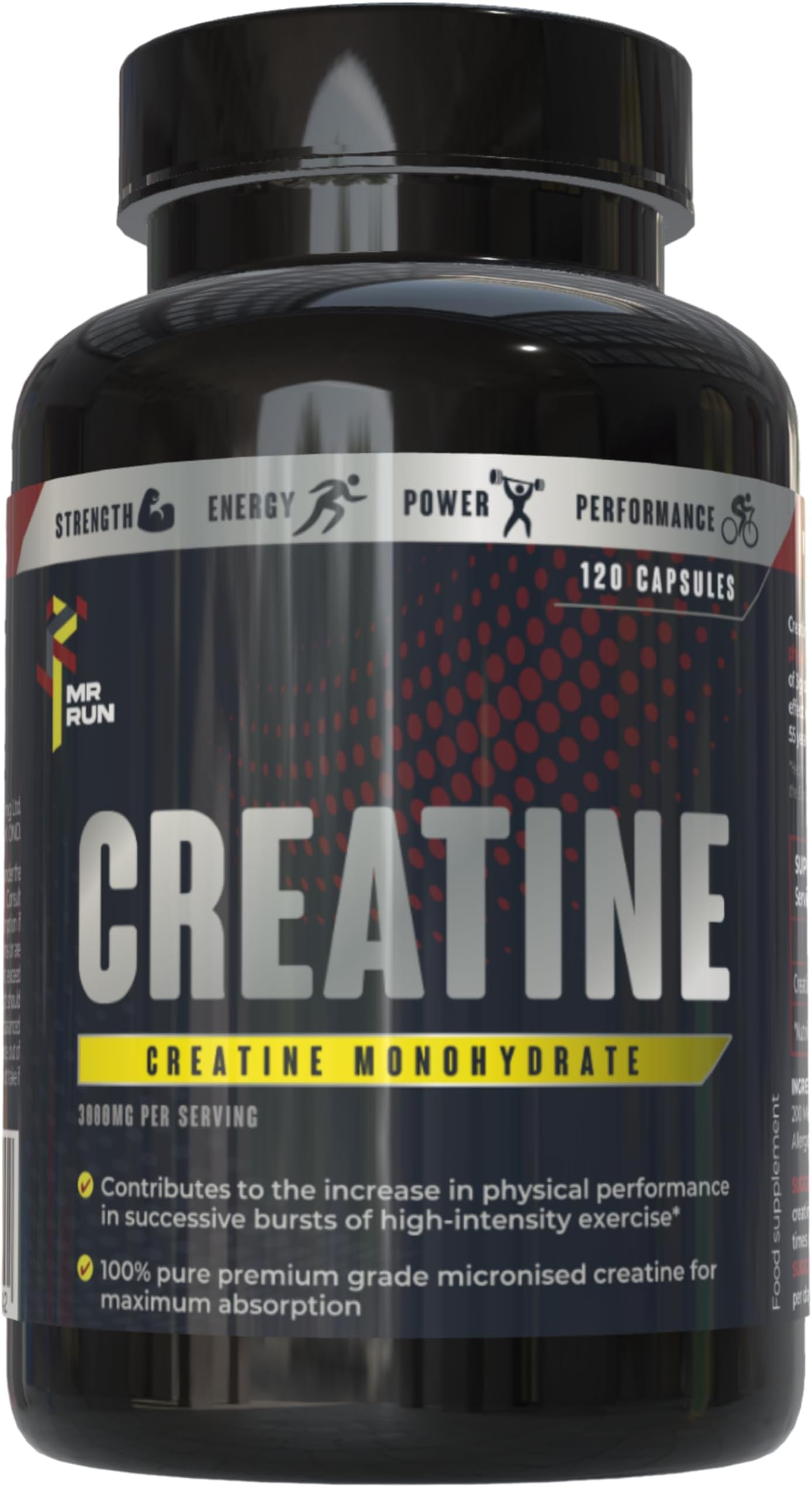 Creatine Tablets 3000mg Per Serving - Premium Creatine Monohydrate, 120 Capsules - Muscle Gain Pre Workout Gym Supplement for Men and Women - Zero Sugar or Additives, Vegan, UK Made - 30 Servings