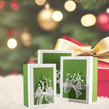 Green large gift box with lids, Rectangular Luxury Gift Boxes for Presents, Set of 3 Assorted Sizes, Presentation Box with Ribbon, Suitable for Gifts,Wedding Birthday Party Valentine Christmas