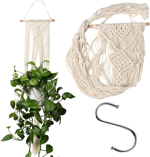 Macrame Plant Hangers Flower Pot Hanger Basket Boho Decorative Wall Hanging Planters Handmade Cotton Rope Hanging Plant Pot Indoor Outdoor