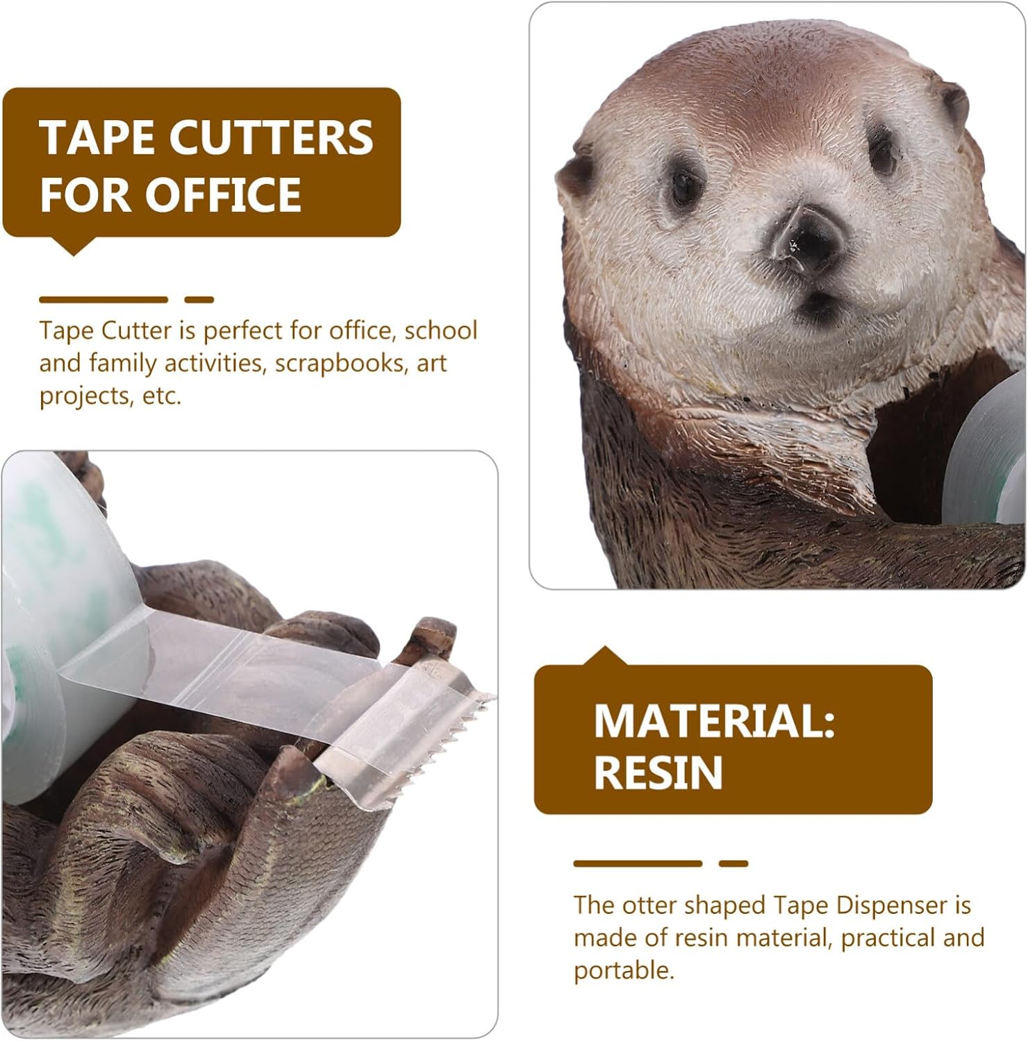 EXCEART Otter Tape Dispensers, Animal Desk Tape Dispenser Cartoon Tape Holders Cute Tape Cutters Dispenser for Home Office Stationery Desk Organizer Supplies