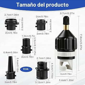 Sup Valve Adapter with Multifunction Nozzles Air Pump Converter for Paddle Board Kayak and Inflatable Boat Inflator Accessories