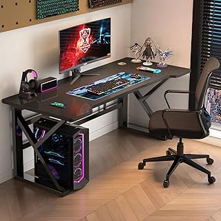 EnixWh ERGONOMIC Gaming Desk, Ultrawide Curved Gaming and Office Desk Modern Home Office Desk Gamer Computer Desk, 47Inch
