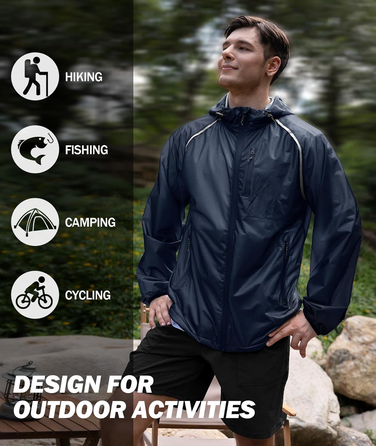 SWISSWELL Mens Cycling Rain Jacket Waterproof Lightweight Windbreaker Jackets for Men Raincoat with Hood - Image 6