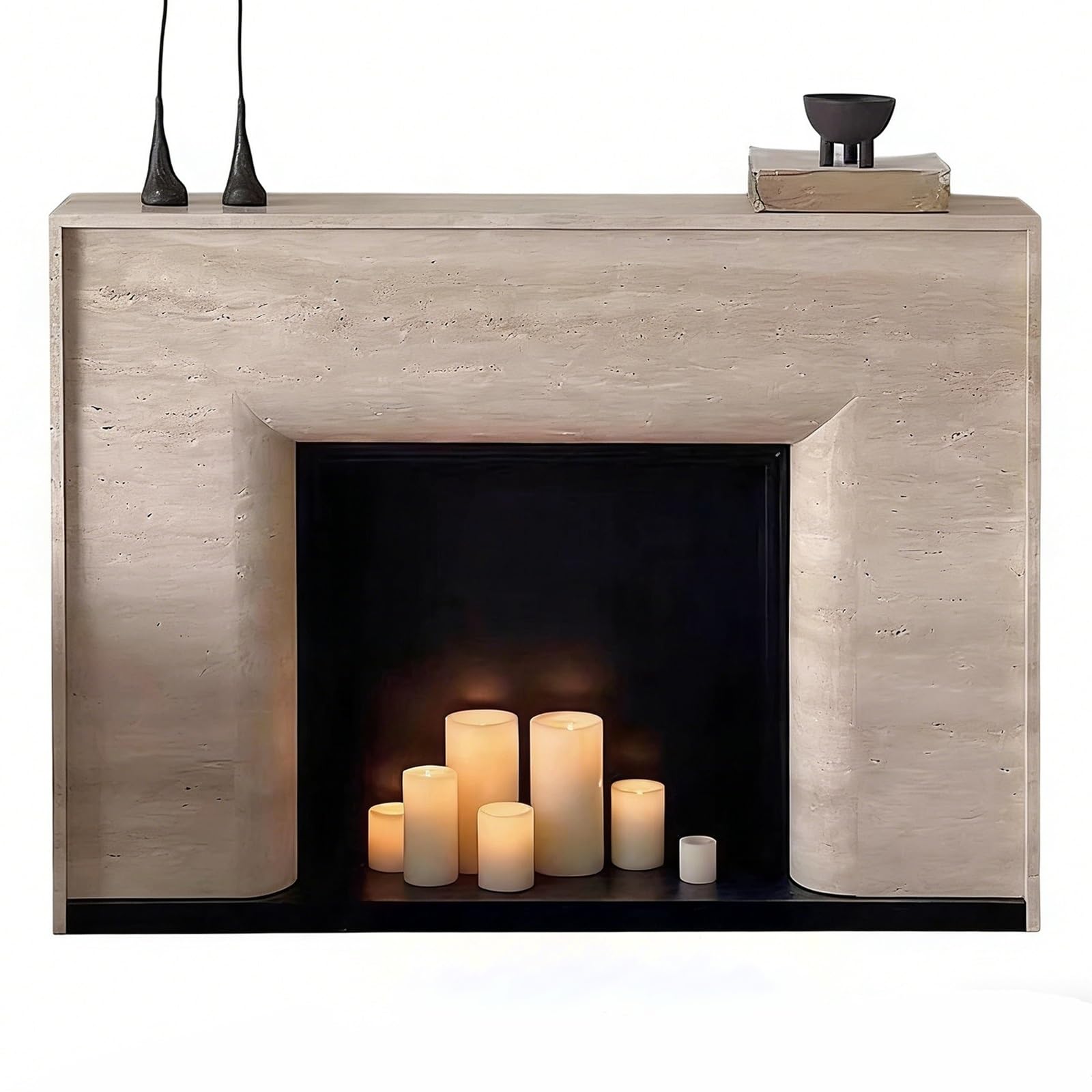 Fzl02068lm One Color Mantels Surrounds Fireplace Mantel Surround Freestanding Decorative Shelf Wabi-Sabi Style Decorated Frame(Large)