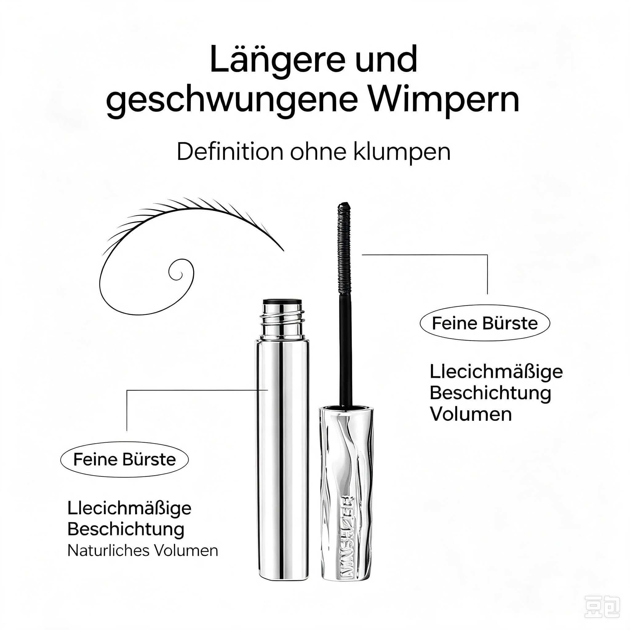 Cladory Wasserfeste Mascara für 4D Verlängerung & Volumen, Schwarz