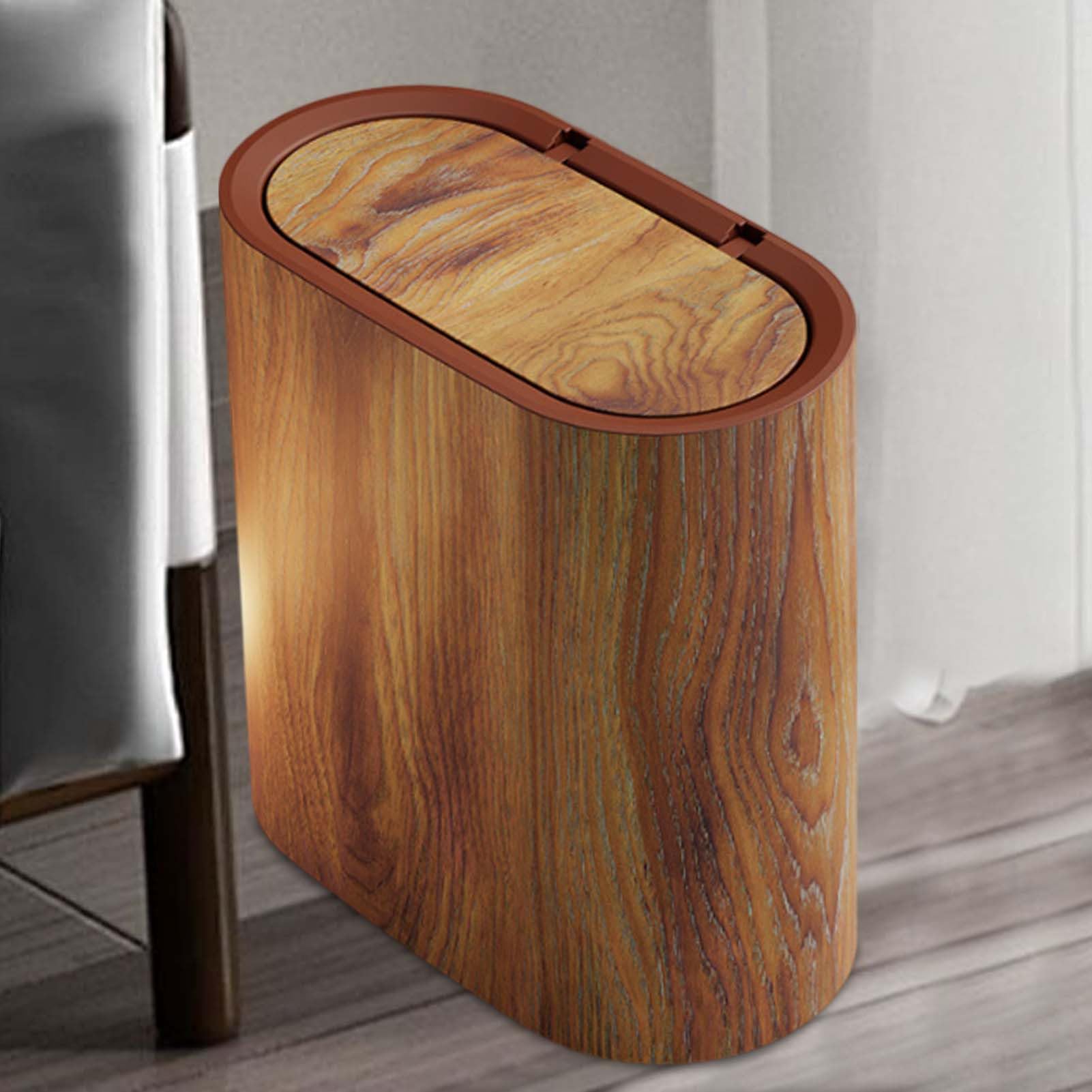 Slim Cesth Can - Panier De Salle De Bain Avec Couvercle | Appuyez Sur Les Ordures Pour Les Toilettes | Paniers Rectangulaires étroits à L'épreuve Des Odeurs Pour La Lessive, La Chambre