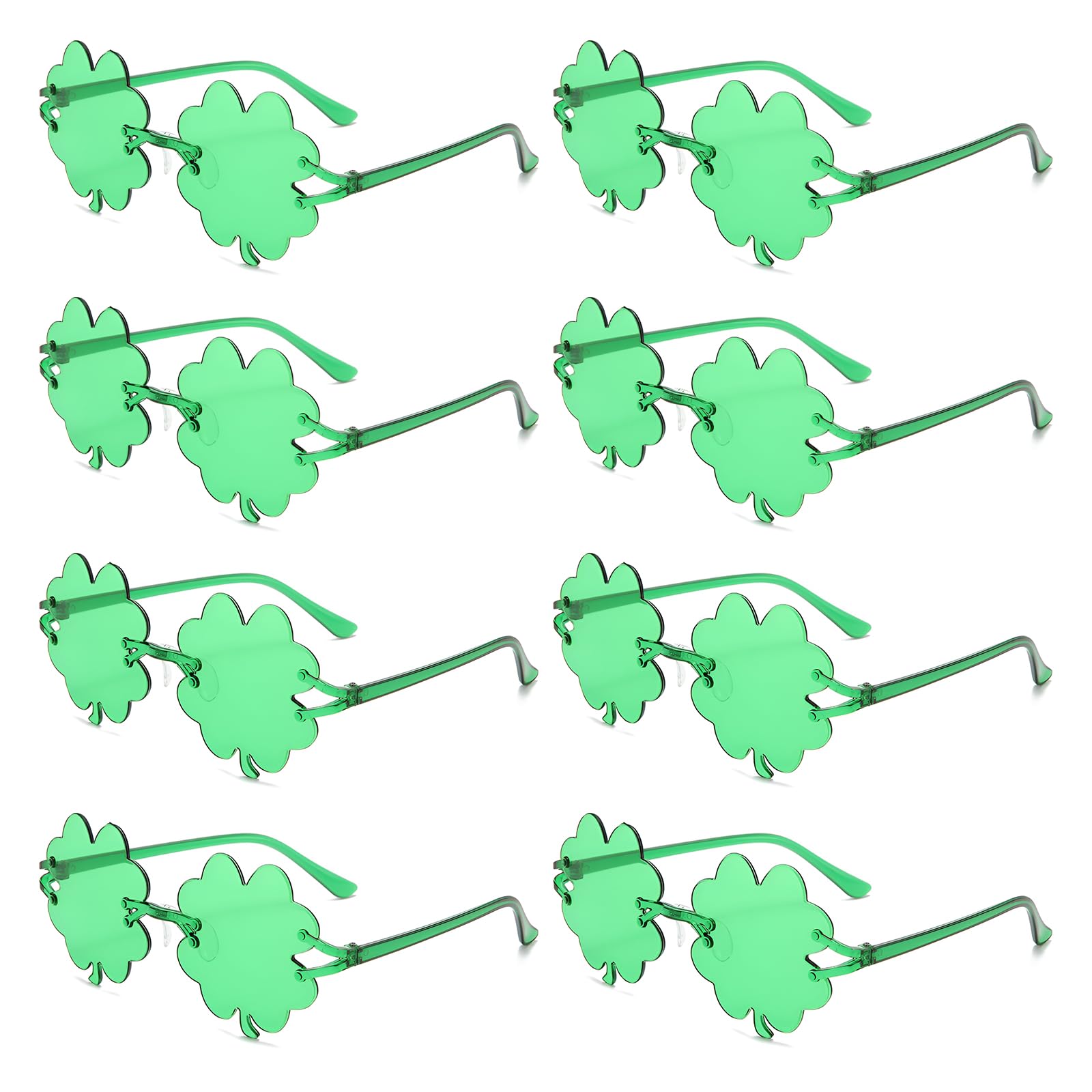 Gafas de Sol del Día de San Patricio, 8 Pares Gafas de Trébol, Lentes Gafas de Trébol, Gafas de Trébol Verde para Niños, Gafas de Trébol de Cuatro Hojas para Acampar en La Playa Fiesta de Disfraces