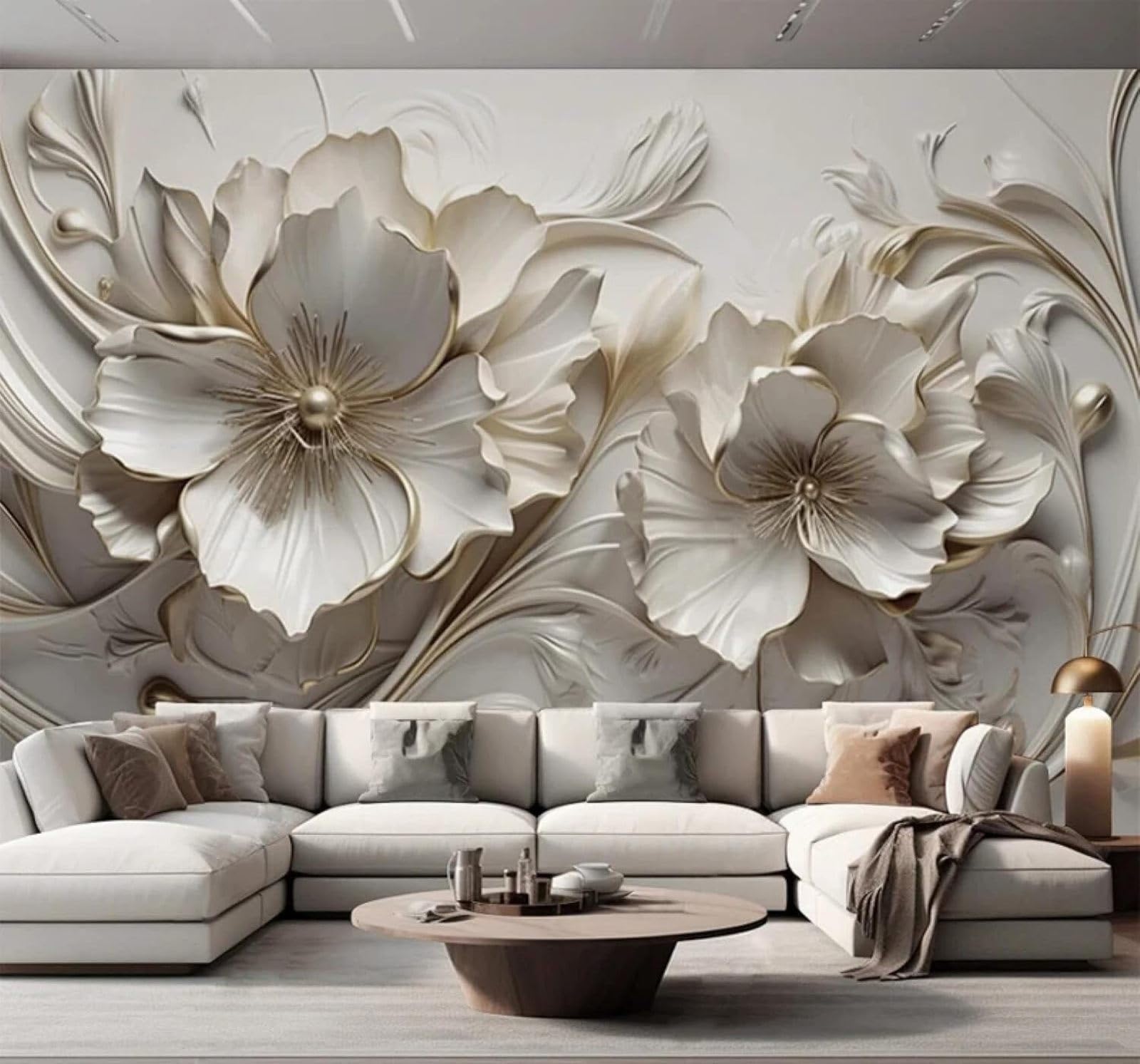 Xlming 250Cm×170Cm(B×H) Minimalist Embossed Three Dimensional Beautiful Flowers 3D Wallpaper Luxury Home Dining Decor Paste Sofa Living Room The Wall For Bedroom Mural-250Cm×170Cm