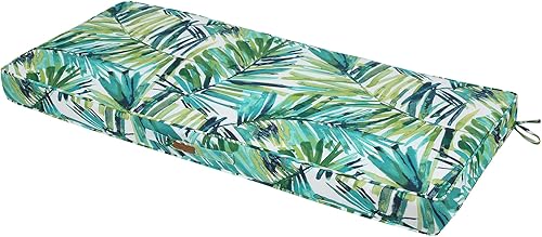 Miniatura 8 de Magpie Fabrics Cojín de banco para exteriores de 48 x 18 pulgadas, fundas de sofá biplaza con asa y lazos para jardín, patio, porche, sofá, columpio