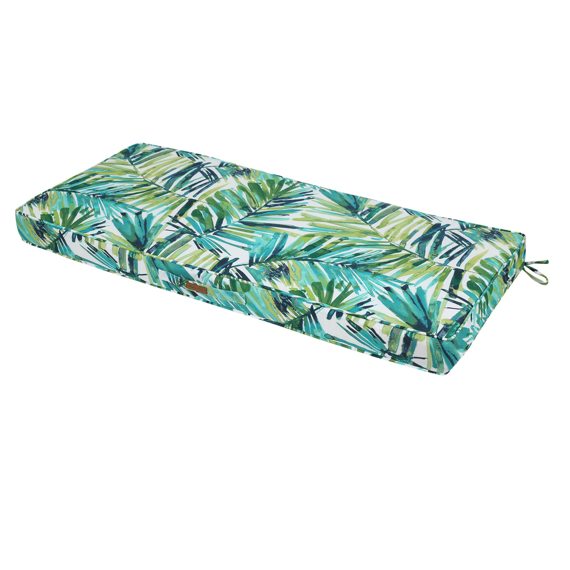 Magpie Fabrics Outdoor Bench Cushion 42 x 18 Inches, FadeSafe Settee Loveseat Pads with Handle and Straps for Garden Patio Backyard Porch Sofa Couch Swing (Green Palm Leaves)-image-25