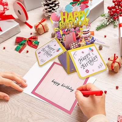 SLYNSHome Birthday Cards Surprise Box Happy Birthday Pop Up Card Funny 3D Birthday Gift Box Celebration Cards For Daughter Son Mom Dad Friends - View #3