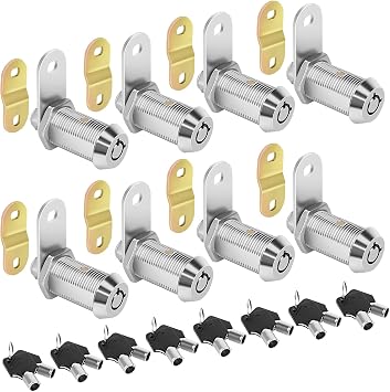 Cam Locks RV Storage Lock Keyed Alike,1-1/8" Cylinder Fits on 7/8" Max Door Thickness, RV Compartment, Camper, Trailer Replacement Set, Chrome Finish with 16 Keys8, 1-1/8 Inch