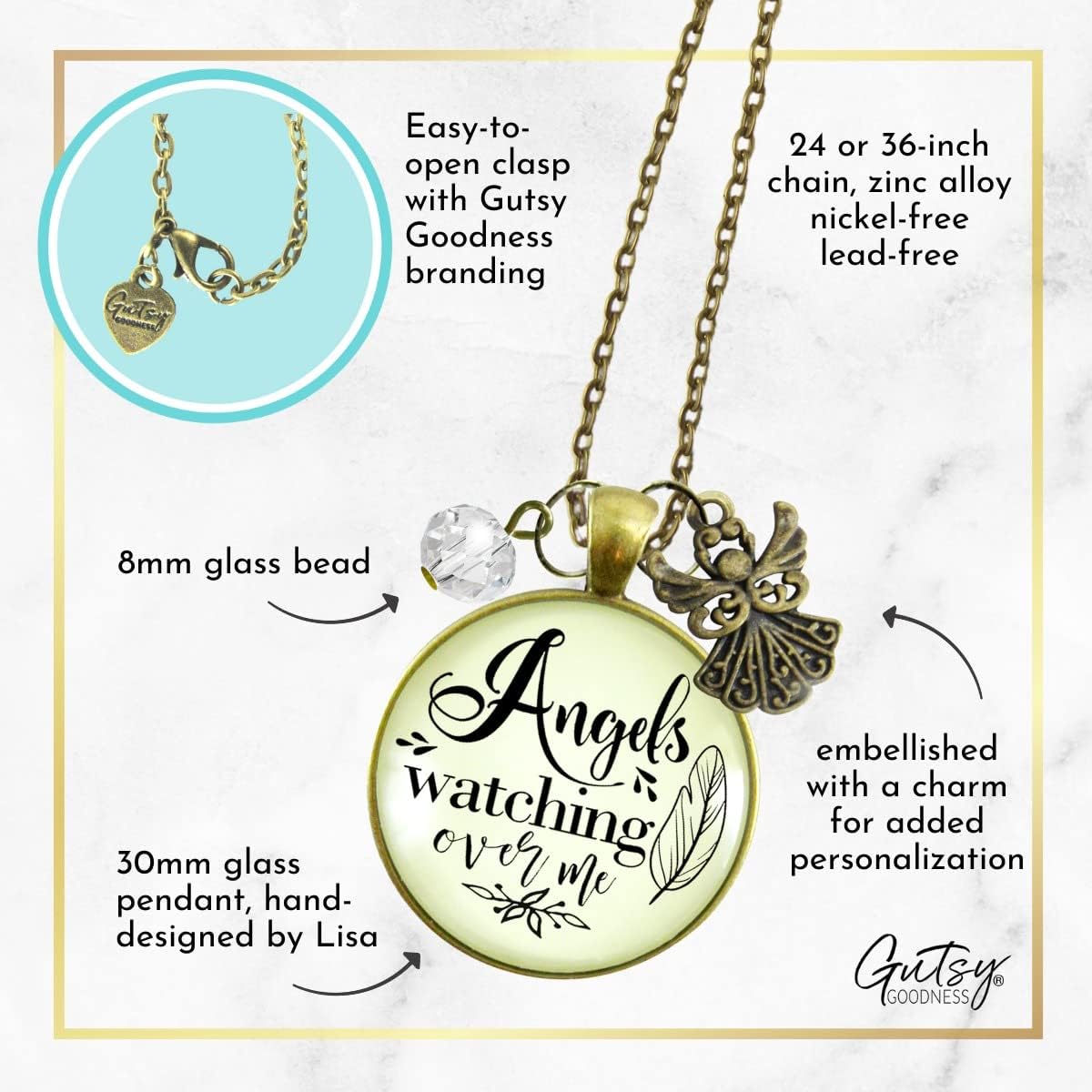 Gutsy Goodness Memorial Necklaces Thoughtful Handmade Message Jewelry Remembrance Gift Sympathy Card Affectionately Boxed