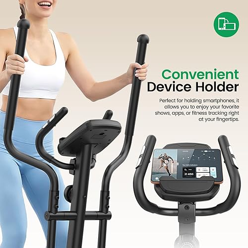 Miniatura 7 de ANCHEER Máquina elíptica de ejercicios, máquina elíptica para el hogar, equipo cardiovascular de 550 libras, máquina elíptica ultra silenciosa, 16