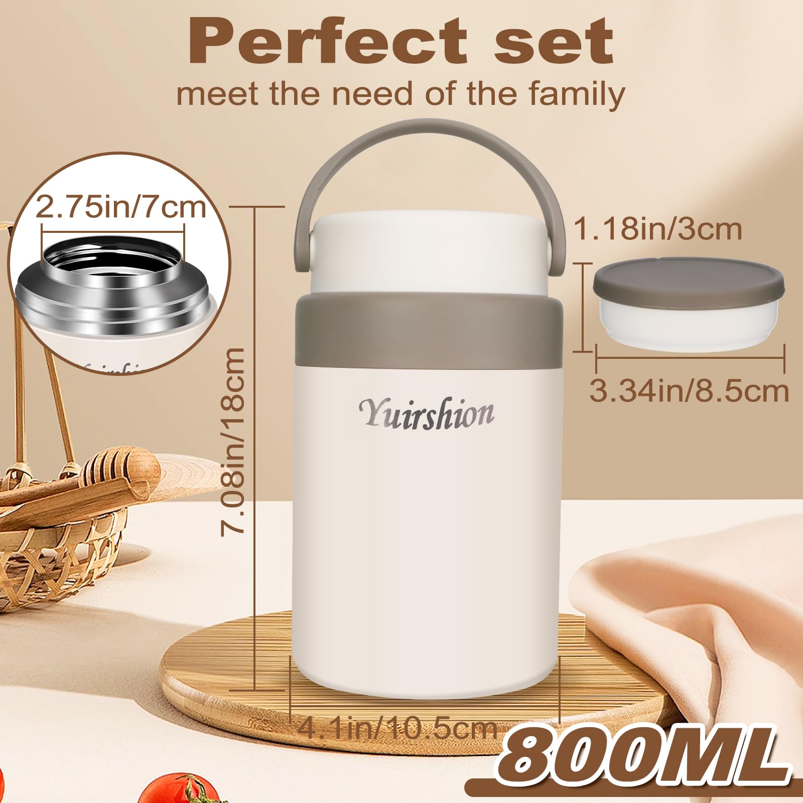 Pojemnik termiczny na jedzenie, 800 ml, pojemnik na jedzenie na wynos, pojemnik termiczny na jedzenie dla dzieci, dorosłych, ze stali nierdzewnej, z łyżeczką, izolacja z podwójnymi ściankami