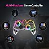 Control inalámbrico ASRVA con efecto Hall, Bluetooth/2.4G/cableado 3 modos, gamepad transparente RGB con bloqueo de gatillo, giroscopio de 6 ejes, compatible con Switch/PC/Mac/PS3/Steam Deck/iOS/Android 3