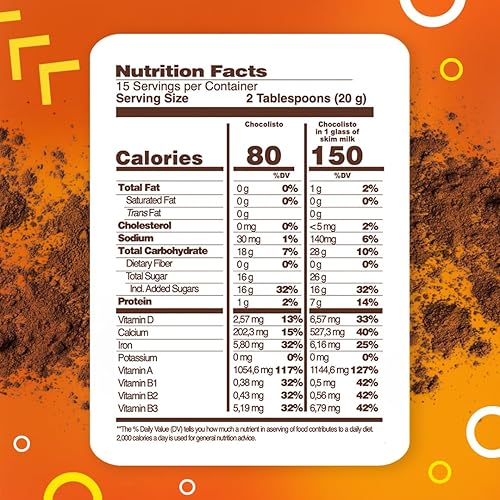 Vista 8 de Chocolisto - Bebida instantánea de chocolate, bebida nutritiva con vitaminas y minerales, 10.5 onzas, paquete de 1.