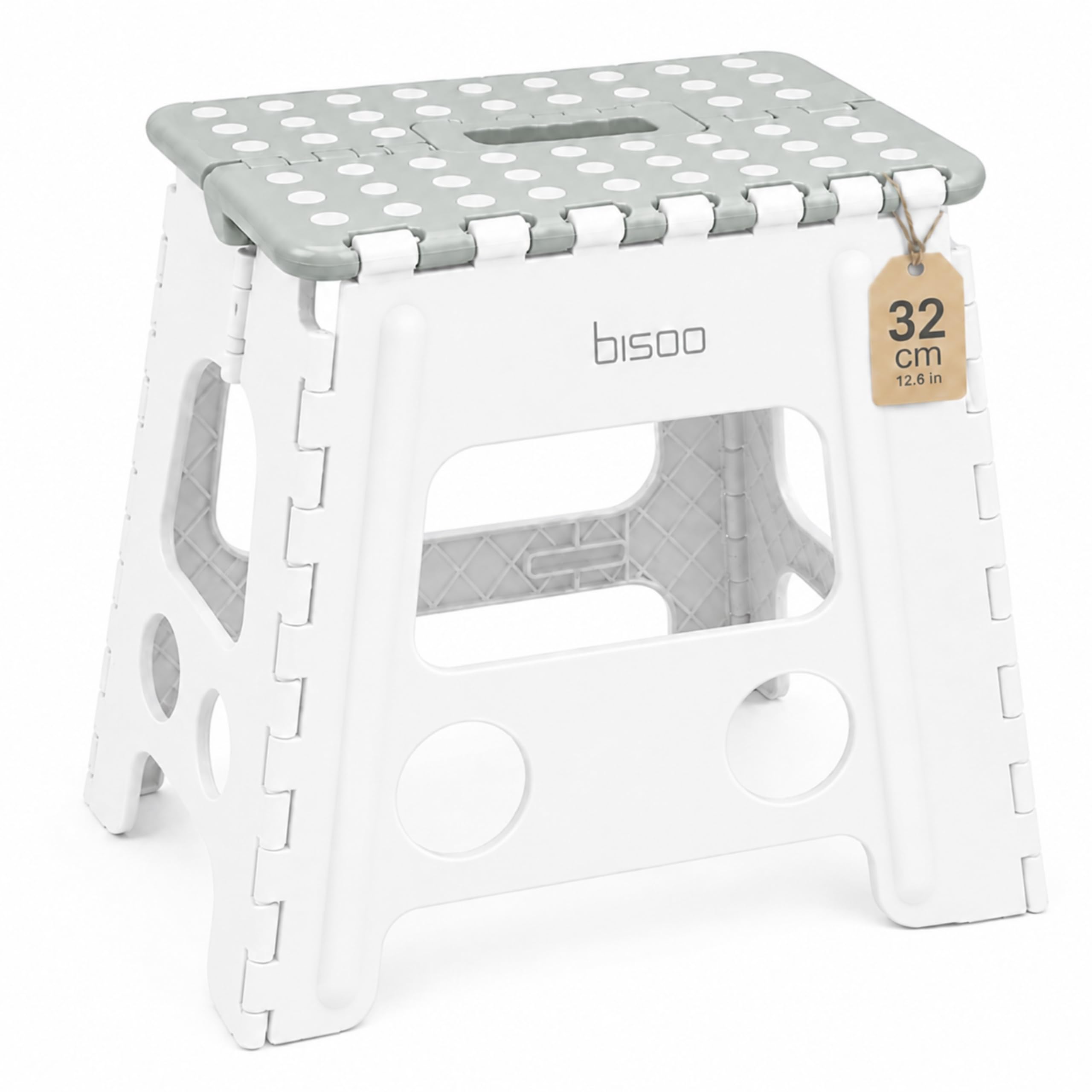Bisoo Folding Step Stool 13 Inch, 330 lbs, Kitchen, Bathroom, Sage Gray — image 1