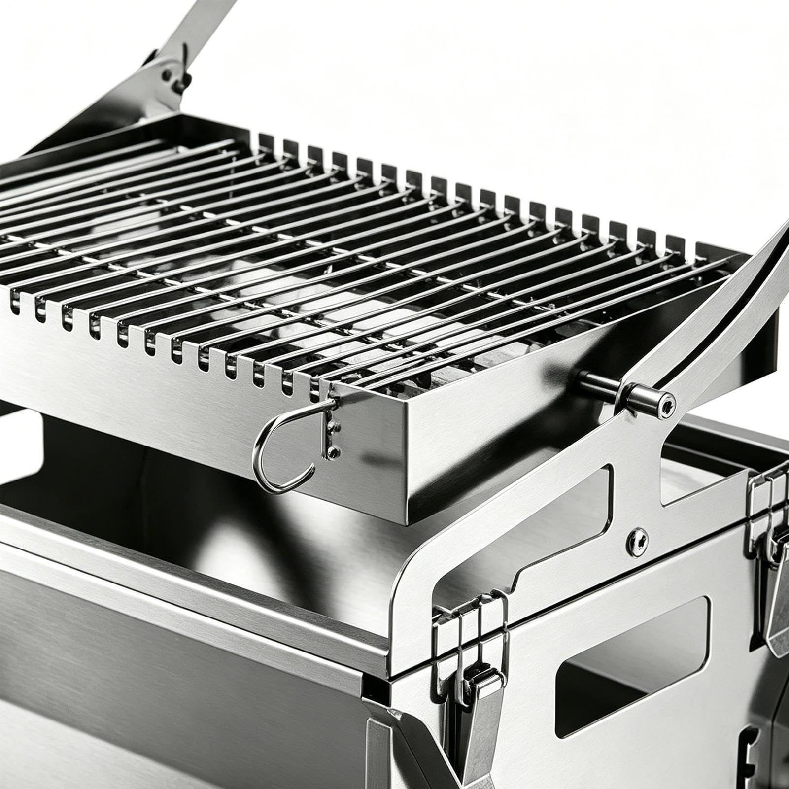 Barbecue Rotante Attrezzo rotante per grigliate da campeggio in acciaio | Barbecue Portatile Per Arrosti Per Campeggio, Picnic, Barbecue Da Giardino, Spiaggia, Feste Di