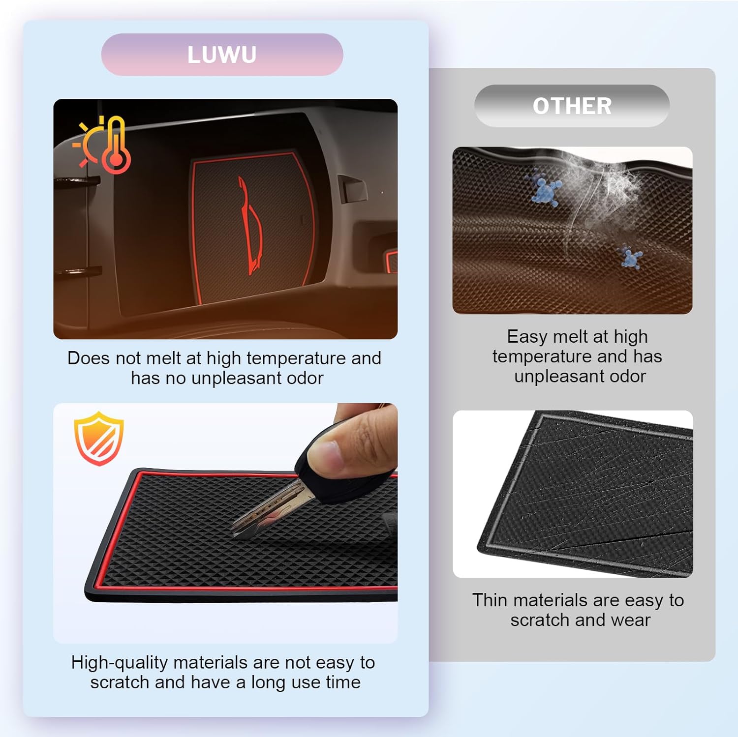 LUWU for 2023 Kona Accessories - for 2022 2023 Hyundai Kona Door Slot Mats Cup Holder Insert Coaster Center Console Liners Mats for Door Groove Gate Door Pockets [NOT for Kona EV] Red - 18 PCS/Set