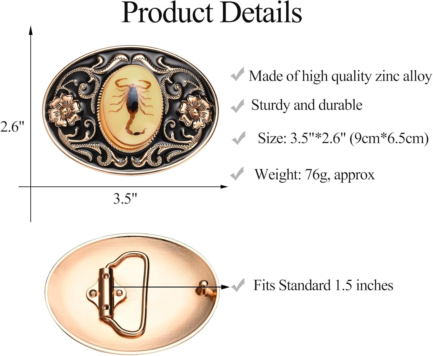 Belt Buckle for Men, Scorpion Animal Belt Buckle for Women Western Cowboy Novelty 3D Scorpion Belt Buckles - Image 2