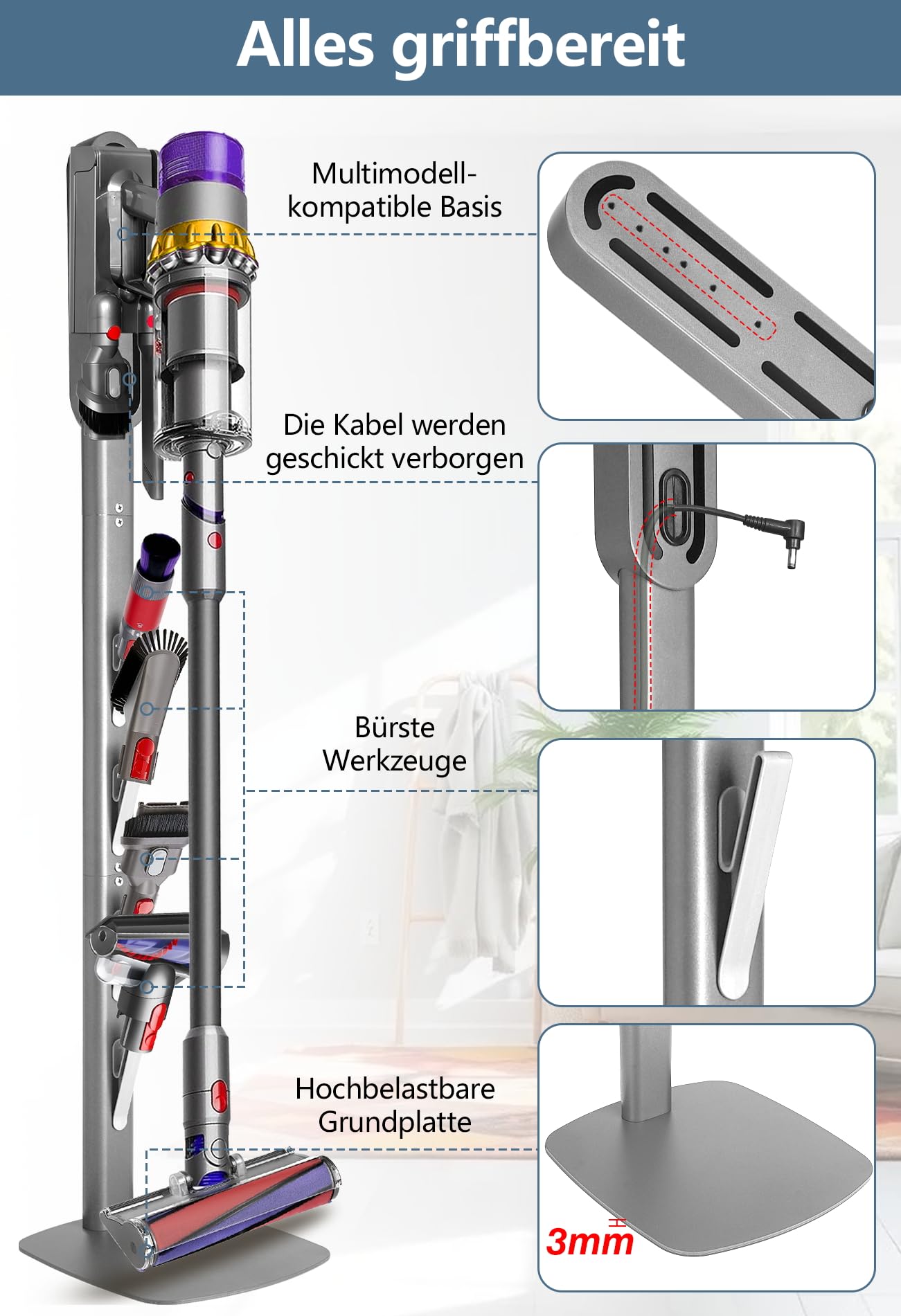 mepure Dyson Ständer, Staubsauger Halterung für Gen5 V16 V15 V12 V11 V10 V8
