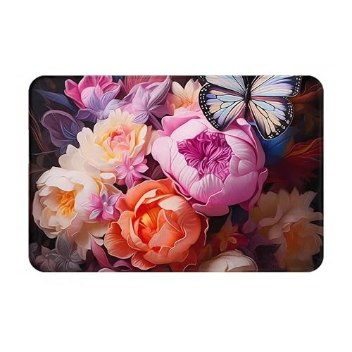 Butterflies and Fresh Bush Front Door mat, Absorbent, Suitable for