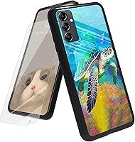 Vista 96 de Funda para Samsung Galaxy A12 5G con protector de pantalla, parte trasera de vidrio templado + TPU de silicona suave que absorbe los golpes