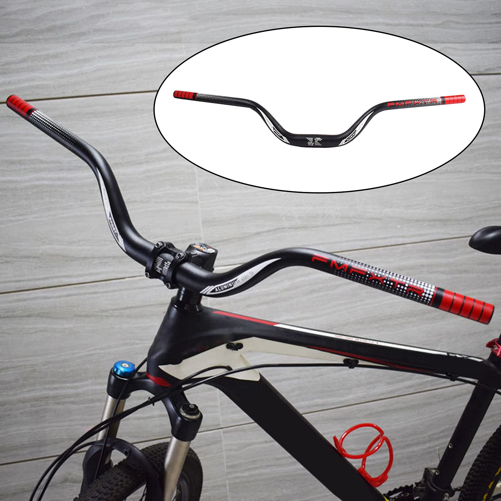 Generic Manubrio Leggero per Mountain Bike MTB Down Hill DH Bicicletta Barra Riser Extra Lunga 31,8 mm 720 mm Manubrio rialzato Alto - 720mm Rosso