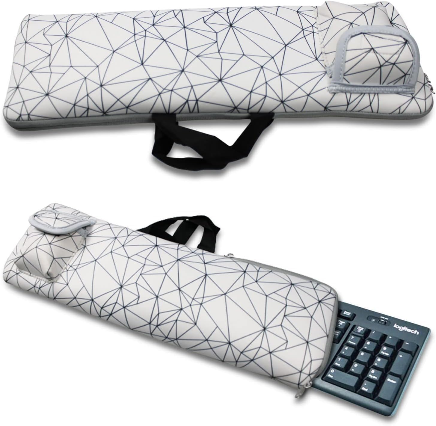 AF-WAN Wireless Keyboard Portable Case storage bag - Dustproof, Waterproof, Shockproof for Dell KM3322W/HP 230/HP 330 Wireless Keyboard and Mouse Combo (Geometric Figure)