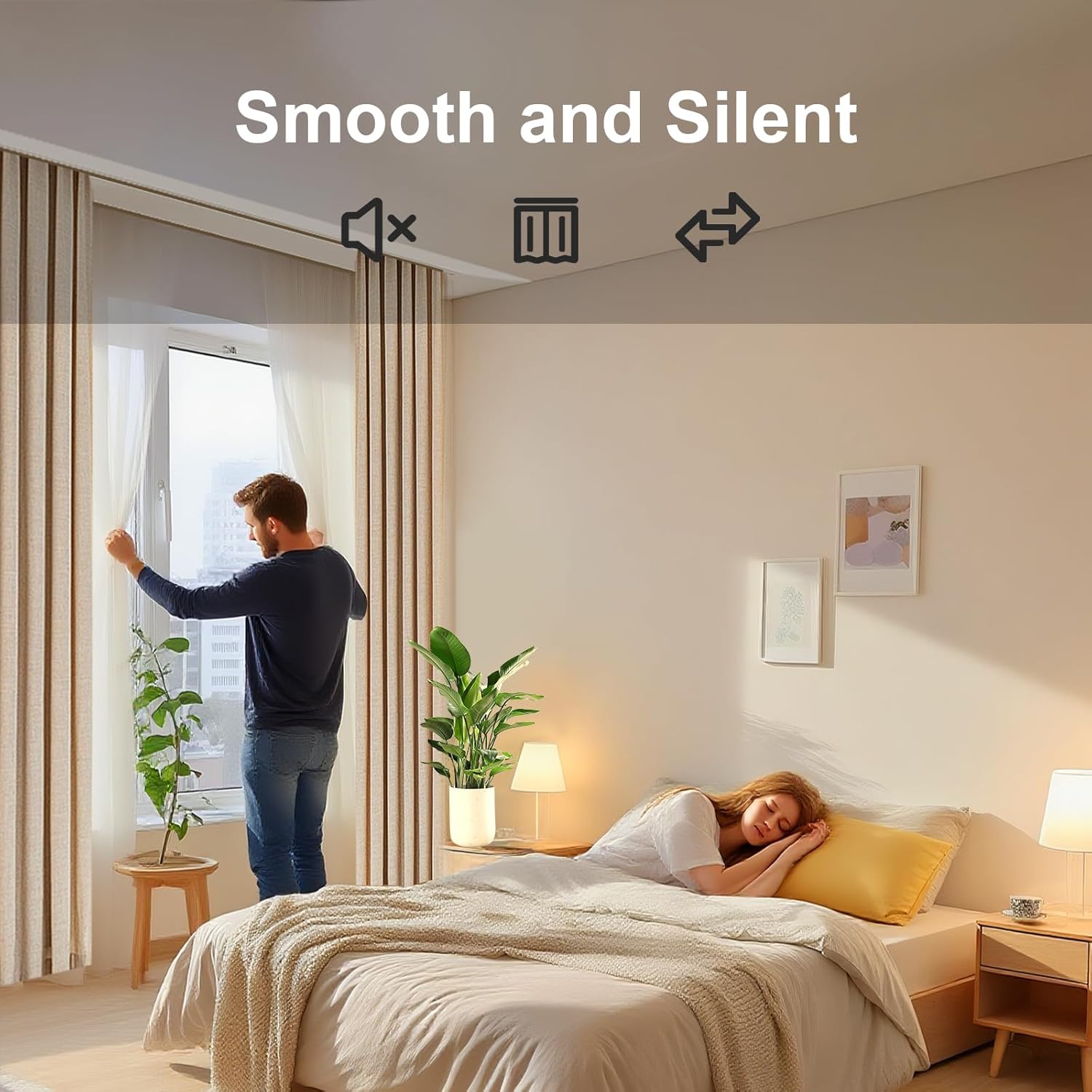 Double Row Curtain Track, Silent Curtain Track Rail Ceiling Mounting, Aluminum Alloy Drape Rail for Bedroom, Living Room (Black, 110.2in/280cm)