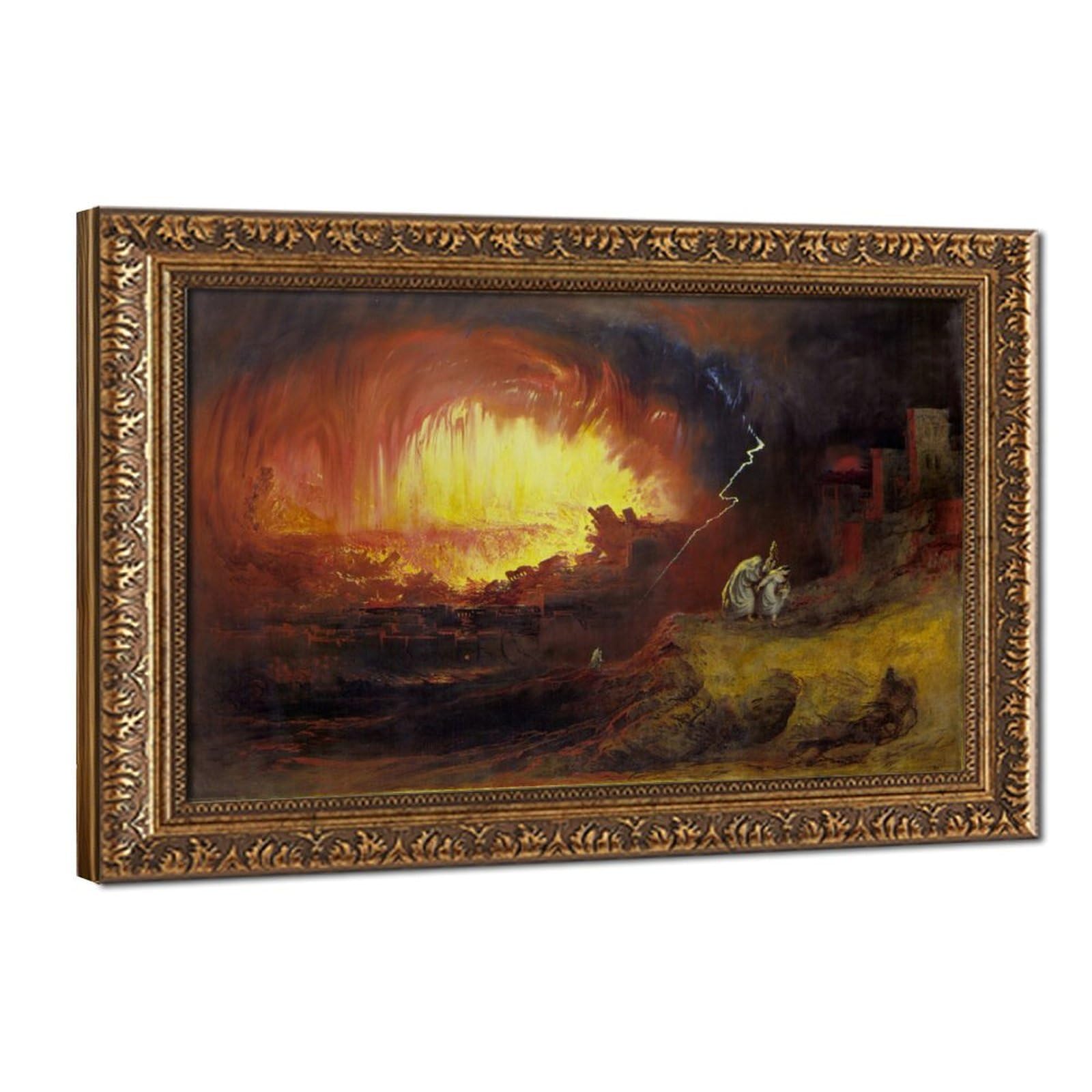 WCYB The Destruction of Sodom And Gomorrah Painting 1852 by John Martin Prints Posters Canvas Deco Paintings Wall Art For Office Living Room Hangable Frame