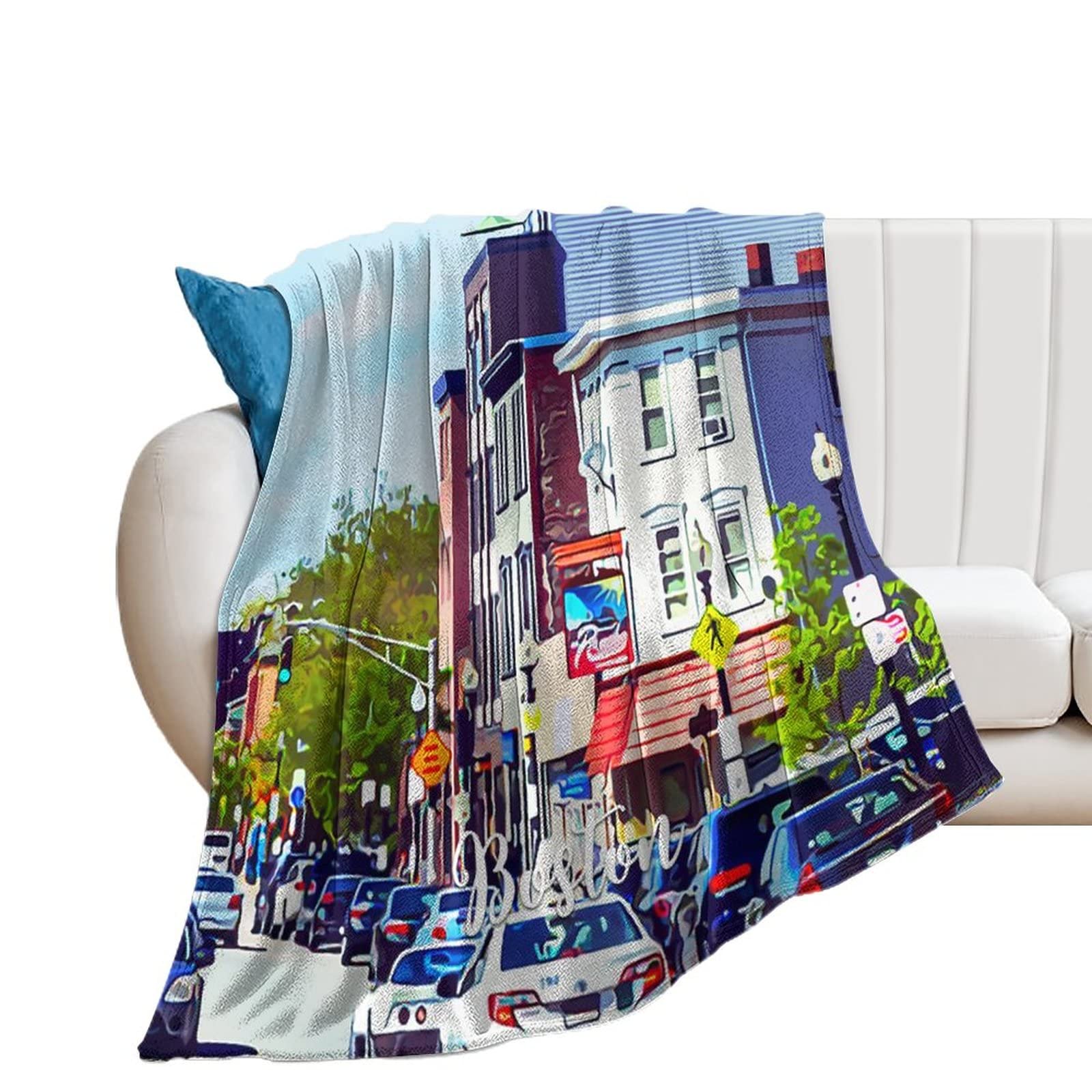Couverture flanelle Boston douce pour vos soirées cinéma sur le canapé ou en voyage