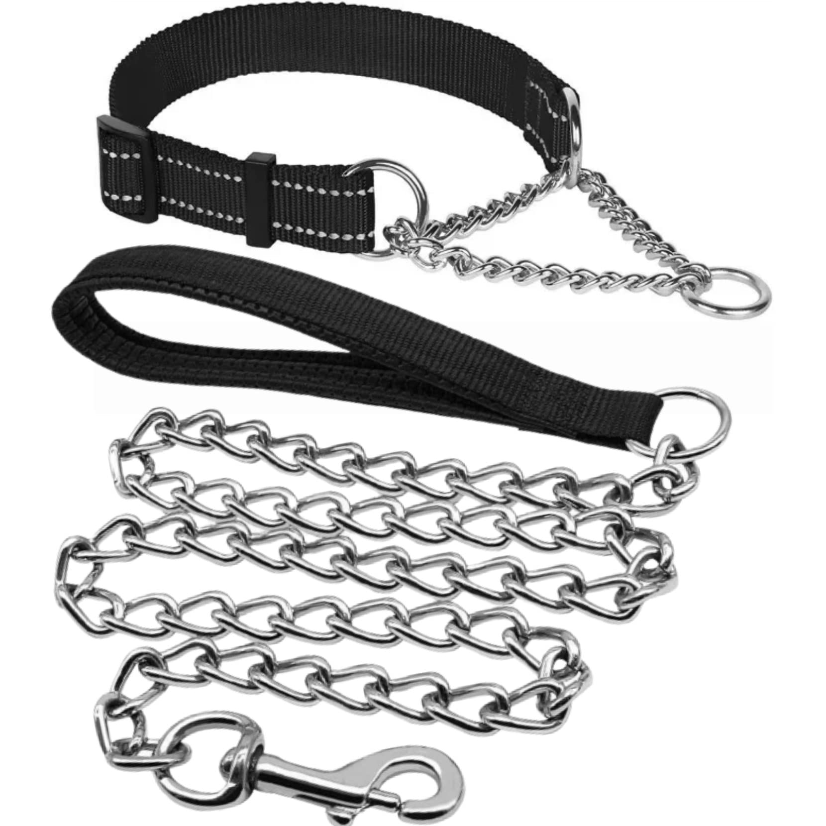 Petlicious & More® (Size - Large, Thickness - 1.25" Inch) Martingale Collar Reflective Choke Collar with Handle Chain No. 6 for Large Dogs (Adjustable 18-26" Inch Neck Size, Color Black) (B09SDHSQ48) Amazon Price History, Amazon Price Tracker