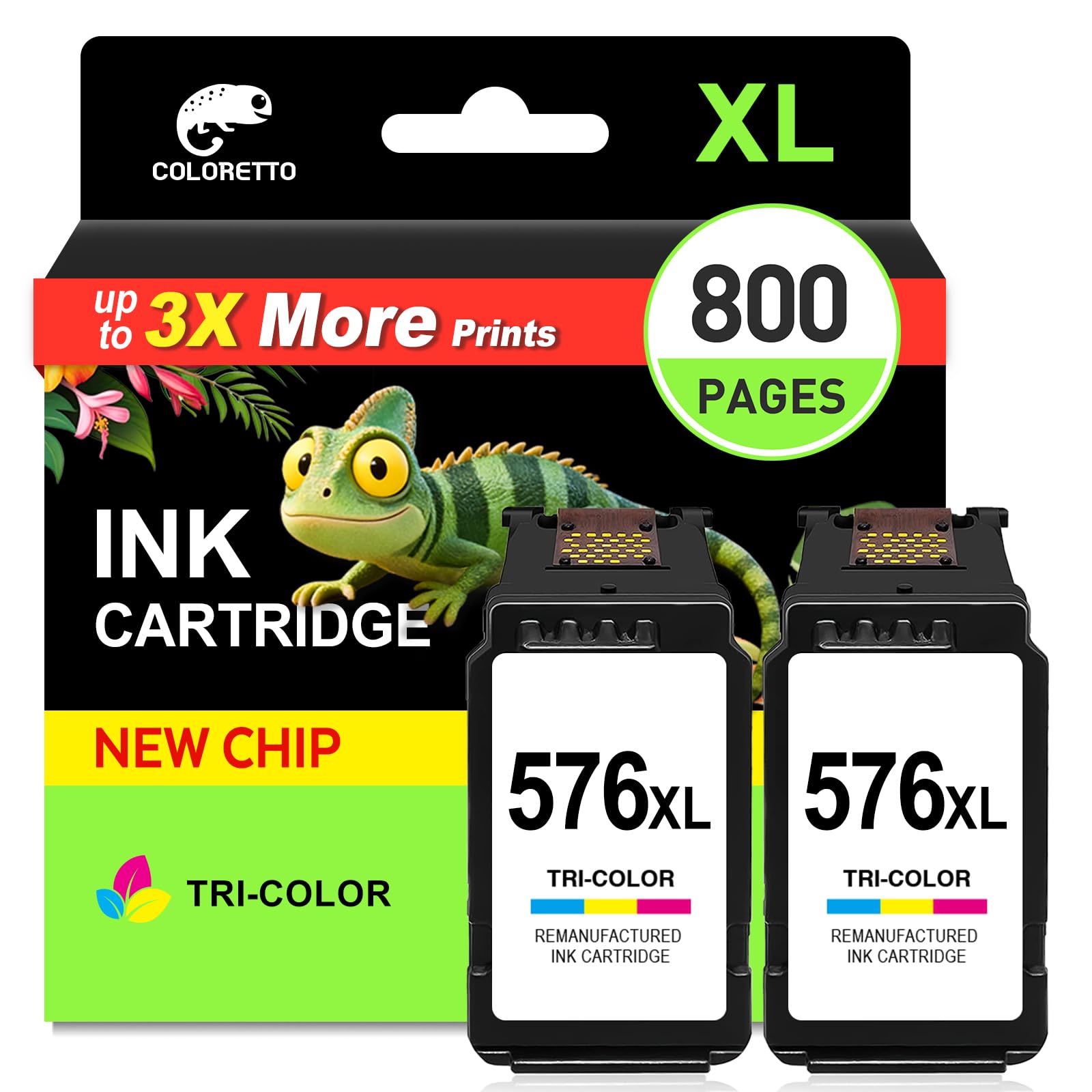 COLORETTO 576XL Color Pack Cartuchos de Tinta para Canon 576 XL Tri-Color | Compatible con pixma TR4750i TR4751i TR4755i TR4756i TS3550i TS3551i TS3750i TS3751i TS3752i cartuchos impresoras Color Pack