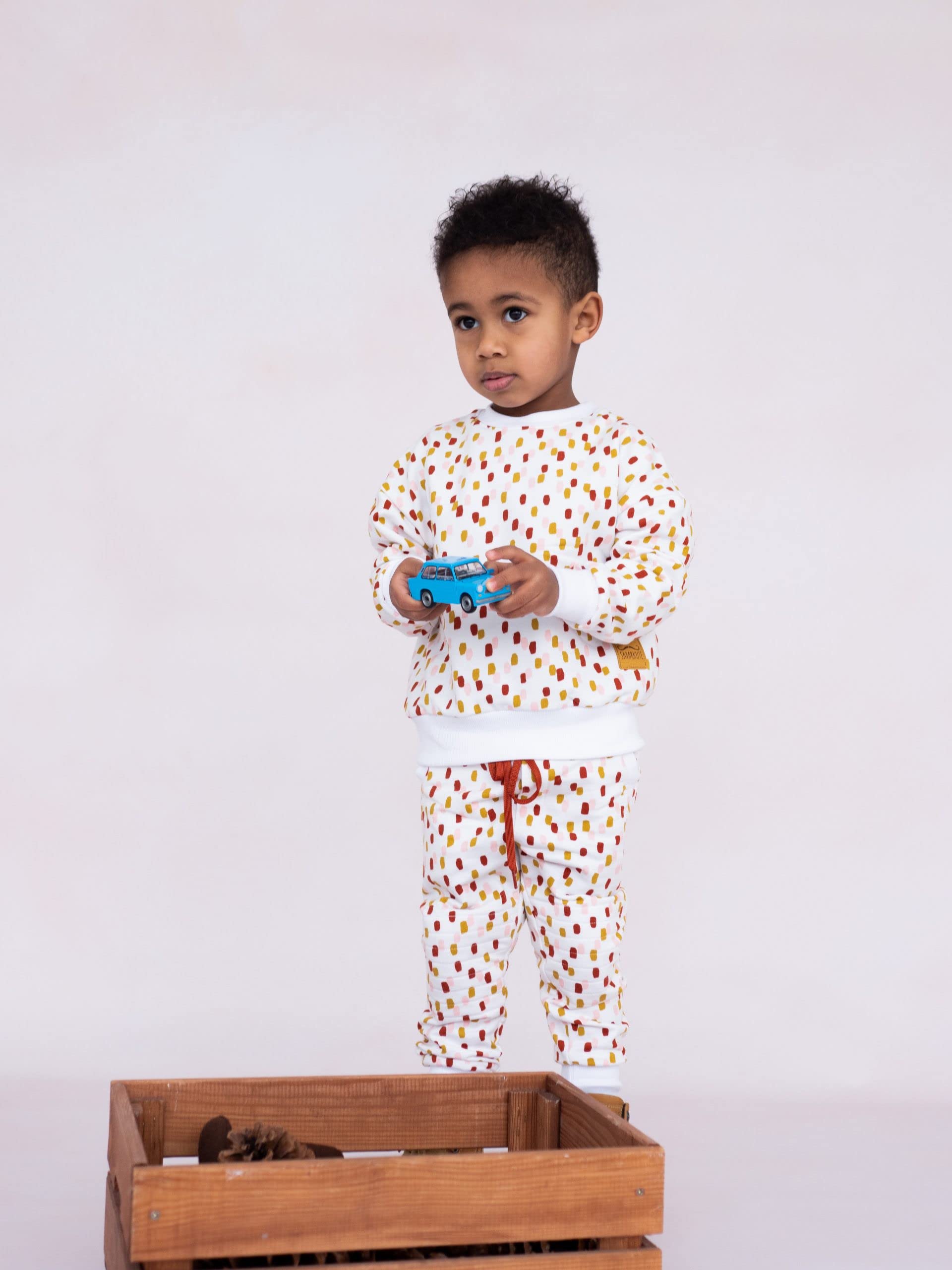 Smart&Cute Chándal 'DONUT' hecho a mano, material orgánico, perfecto para la escuela o al aire libre. Track para niños, niñas, unisex, cómodo al aire libre/interior.