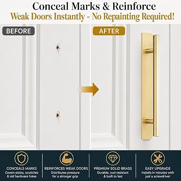 QOGRISUN 5-Pack Solid Brass Cabinet Drawer Pull Backplates, 5 Inch