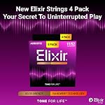 Elixir Strings, Acoustic Guitar Strings, 80/20 Bronze with NANOWEB Technology, Longest-Lasting Bright and Focused Tone with Comfortable Feel, 4 Pack, Custom Light 11-52