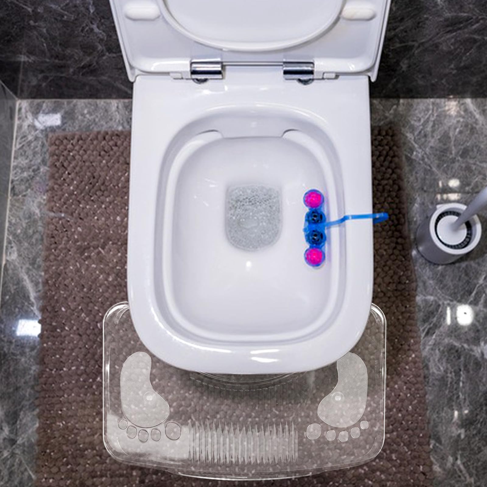 Taburete y Reposapiés para Baño Transparente Diseño Antideslizante Multifuncional y Portátil, Adecuado para Inodoro y Uso en Exteriores
