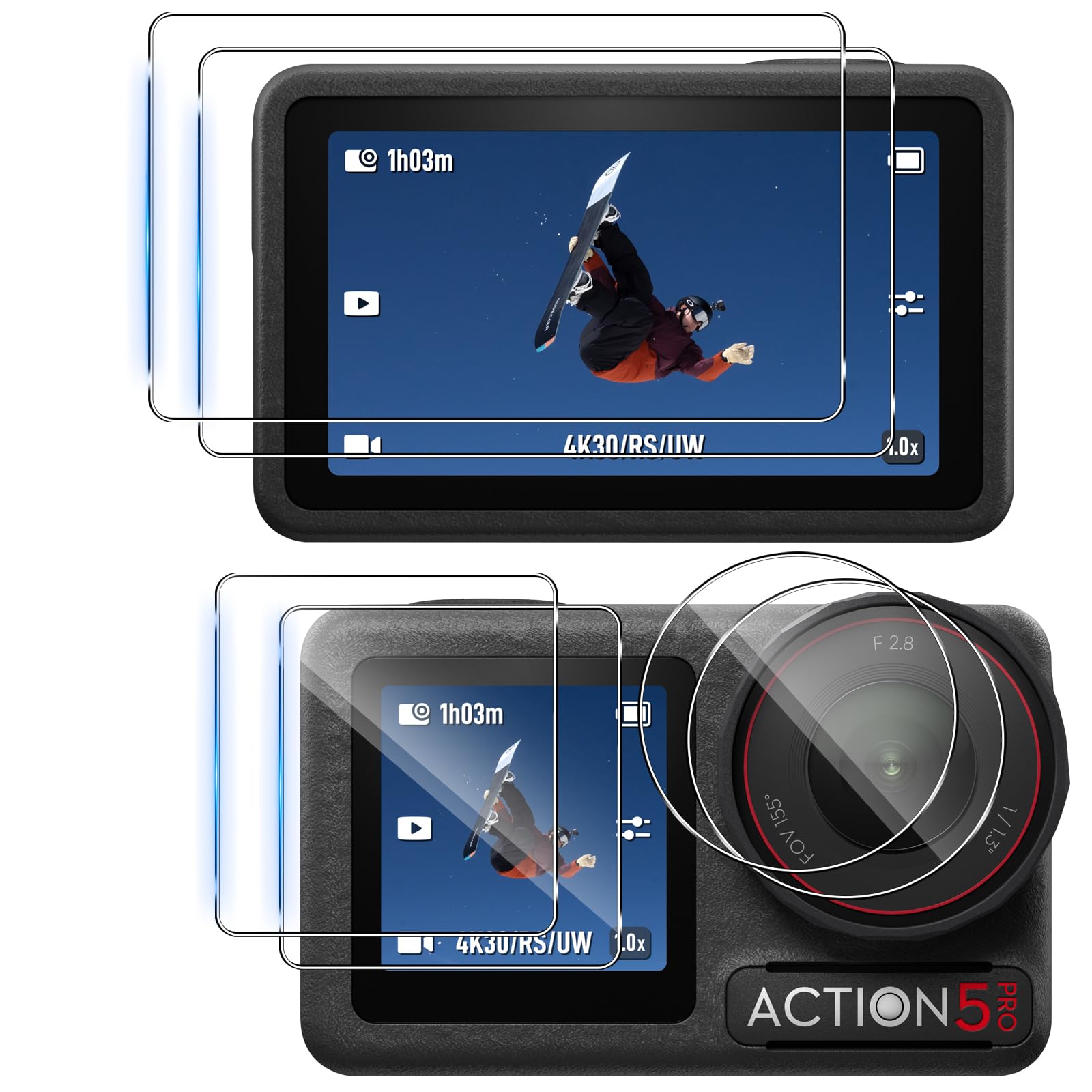 2 Pellicole Vetro Temperato Per DJI Osmo Action 5 Pro - Protezione Schermo 9H Anti-Graffio