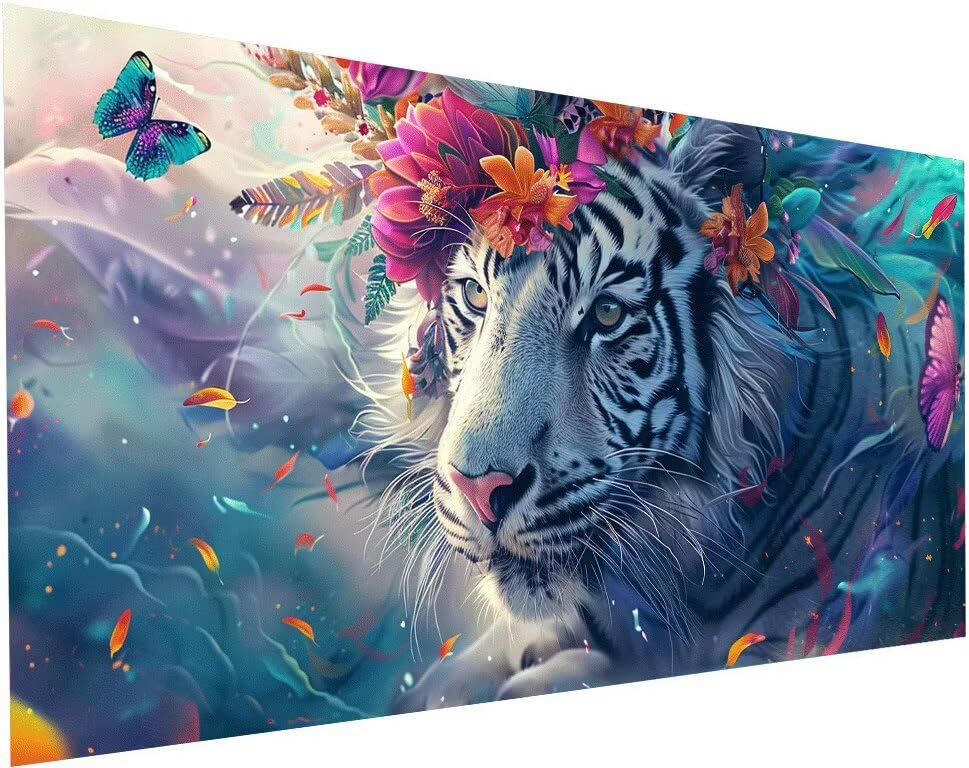 Broderie Diamant kit Complet S-402 : Peinture Diamant 5D Grand Format Tigre Papillon 55x110