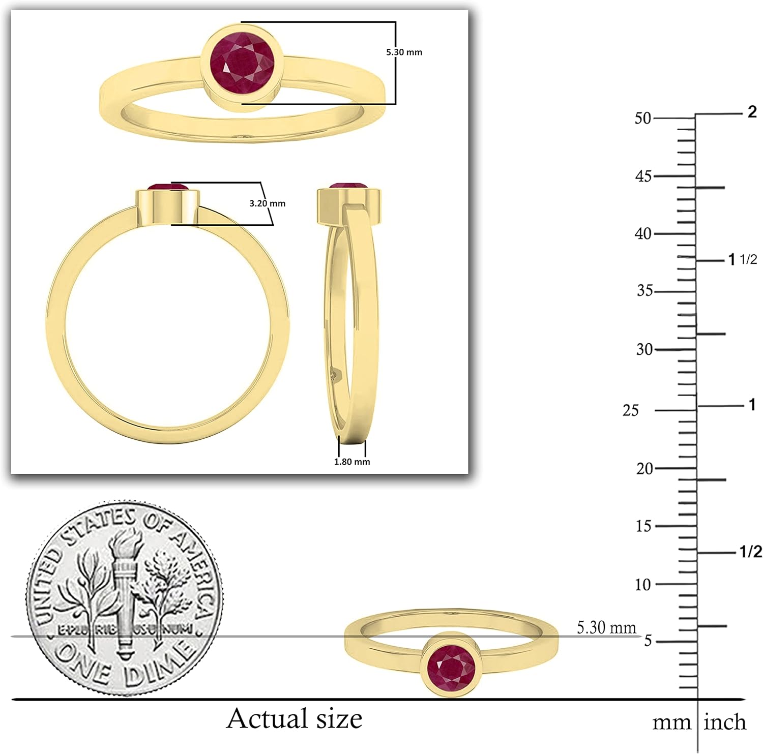 Dazzlingrock Collection 4mm Round Gemstone Solitaire Bridal Engagement Ring for Her, 10K Yellow Gold