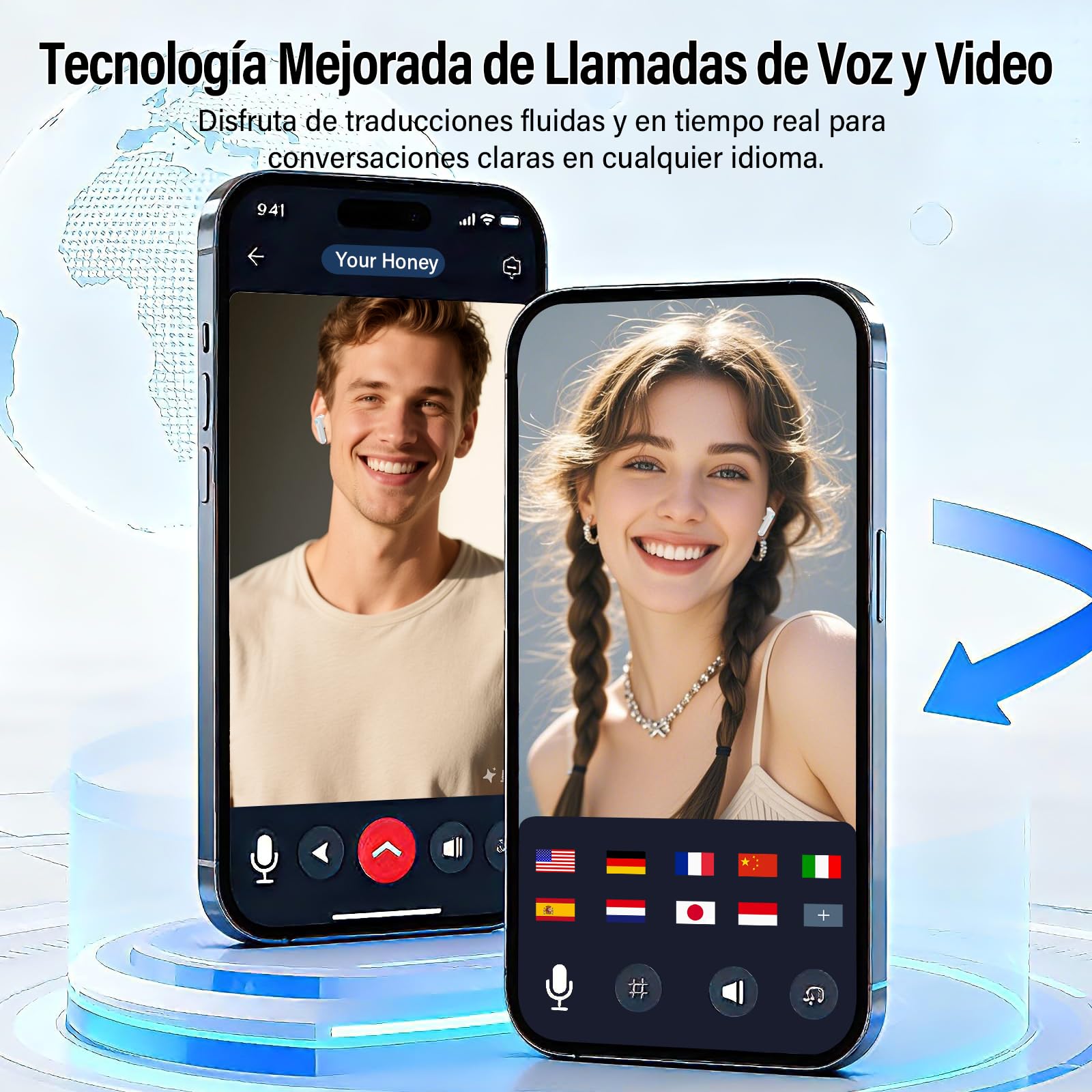Auriculares Traductor en Tiempo Real 164 Idiomas Traductor Instantaneo Voz