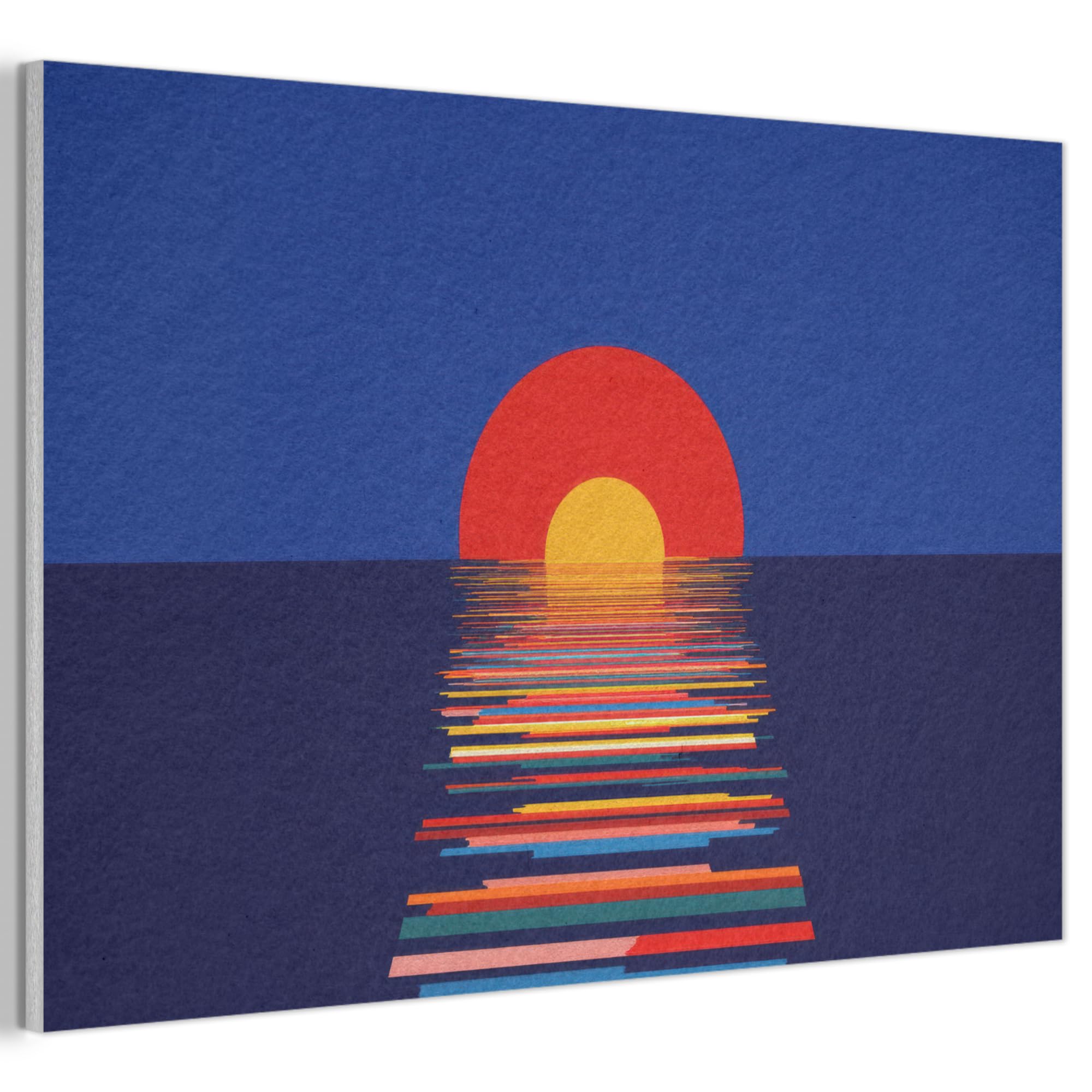 MuchoWow© Felt Panel 90x60 cm Room Style Piece Wallfillers Visual Display Decoration Wall Art Sunset - Water - Reflection - Retro