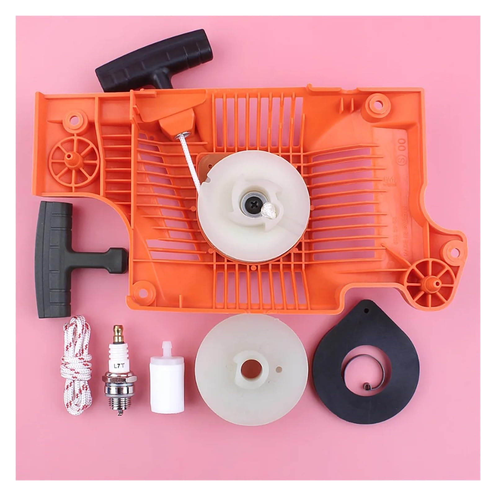 Kit de bujías de Filtro de Combustible con Resorte de Agarre de Mango de Cuerda de polea de Arranque de Retroceso for Piezas de Repuesto de Motosierra H-usqvarn 50 51 55