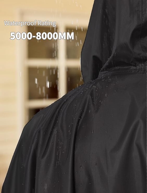 COOFANDY Rain Ponchos for Adults Full Zip Lightweight Rain Jackets Waterproof Packable Raincoats with Hood Hiking Camping